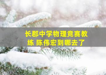 长郡中学物理竞赛教练 陈伟宏到哪去了